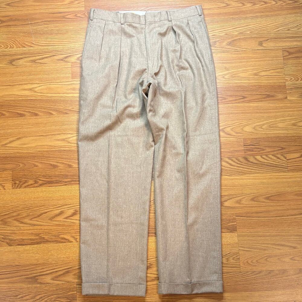 Vtg Polo Ralph Lauren Pleated Wool Blend Dress Pants Mens 34x31 Tan Taupe Cuffed